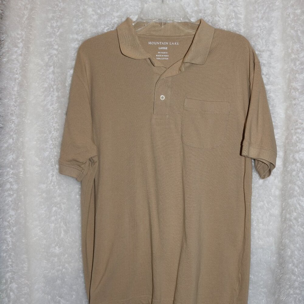 Mountain Lake mens polo shirt L pocket 100% cotton